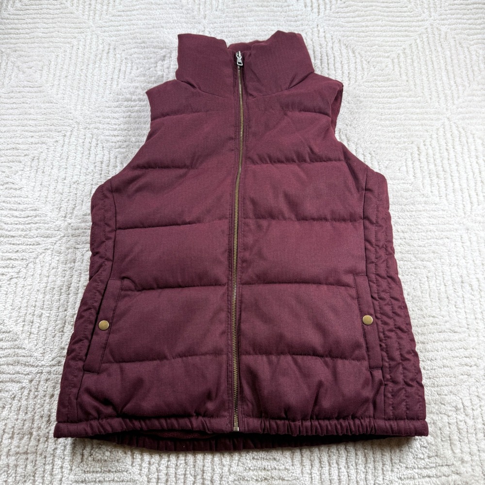 Old Navy Puffer Vest Womens S Burgundy Fleece Lined Quilted Gorpcore Outerwear